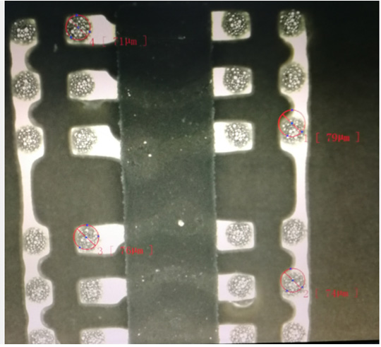 林川精密生產直徑0.08MM納米鋼網印刷效果
