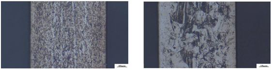 兩種材料放大后質量對比